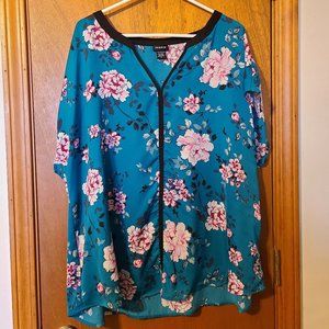 Torrid blue top with pink flowers